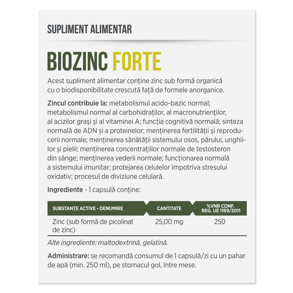 BIOZINC FORTE, 30 capsule