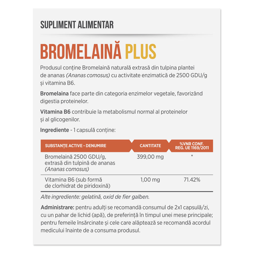 BROMELAINĂ PLUS, 30 capsule