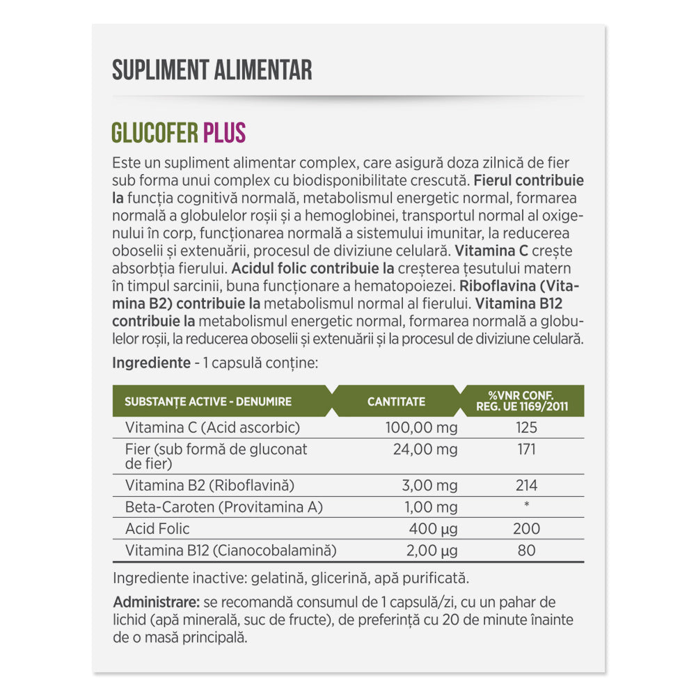 GLUCOFER PLUS, 30 capsule