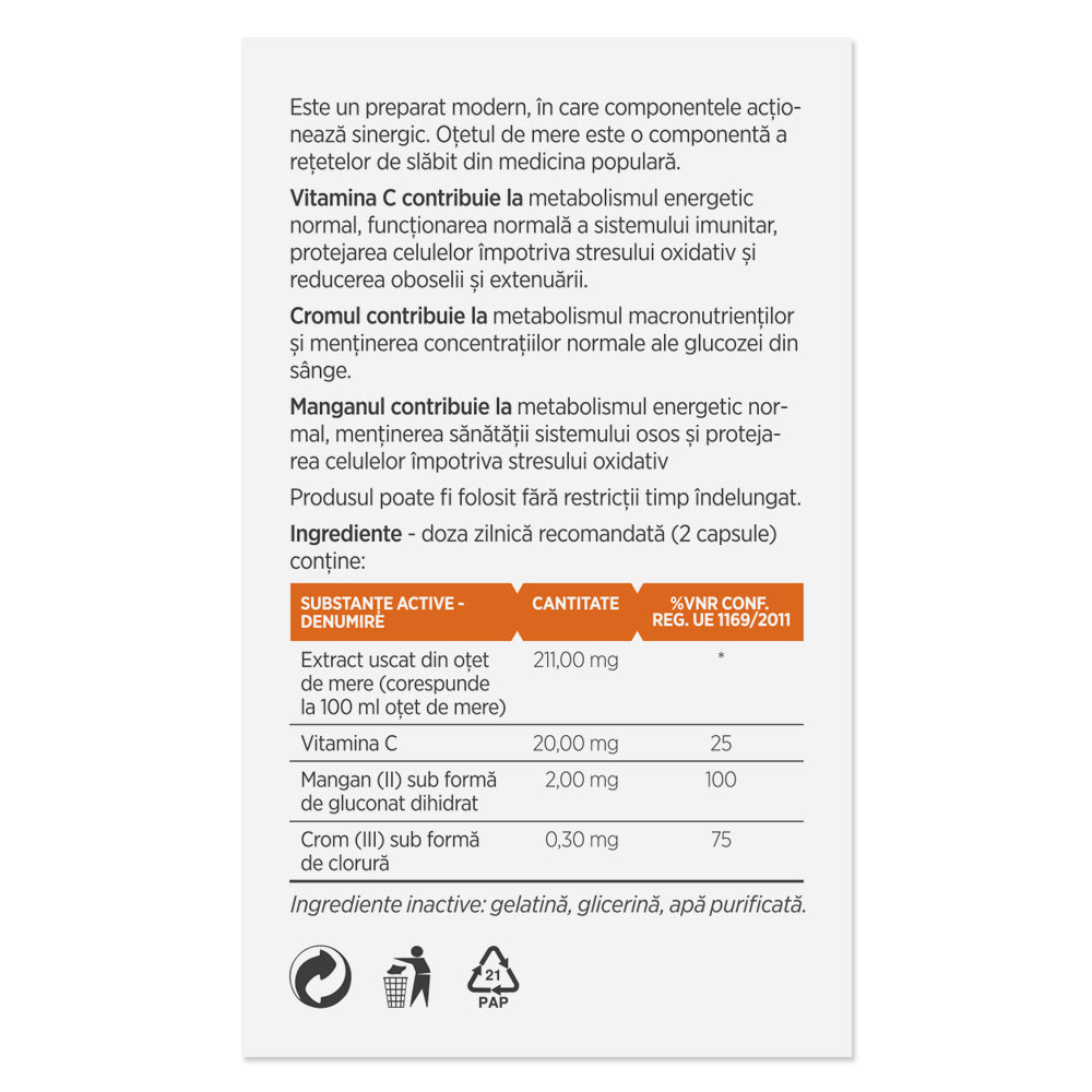 LIPOSTOP CU OȚET DE MERE, 60 capsule