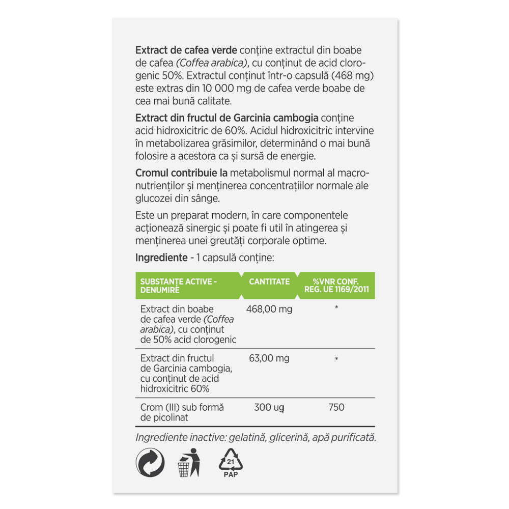 LIPOSTOP CU CAFEA VERDE, 30 capsule