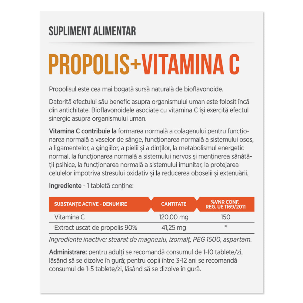 PROPOLIS + VITAMINA C, 30 tablete