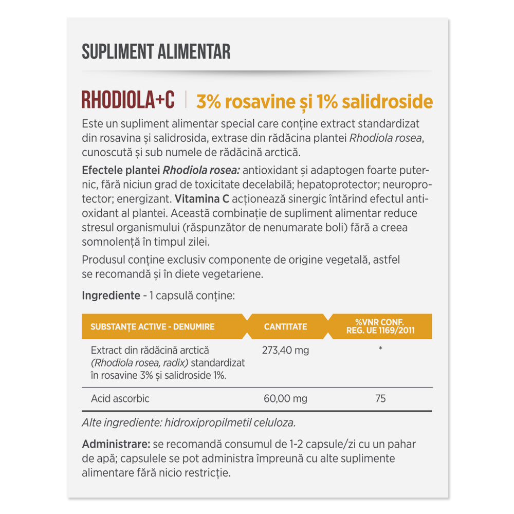 RHODIOLA + C, 30 capsule