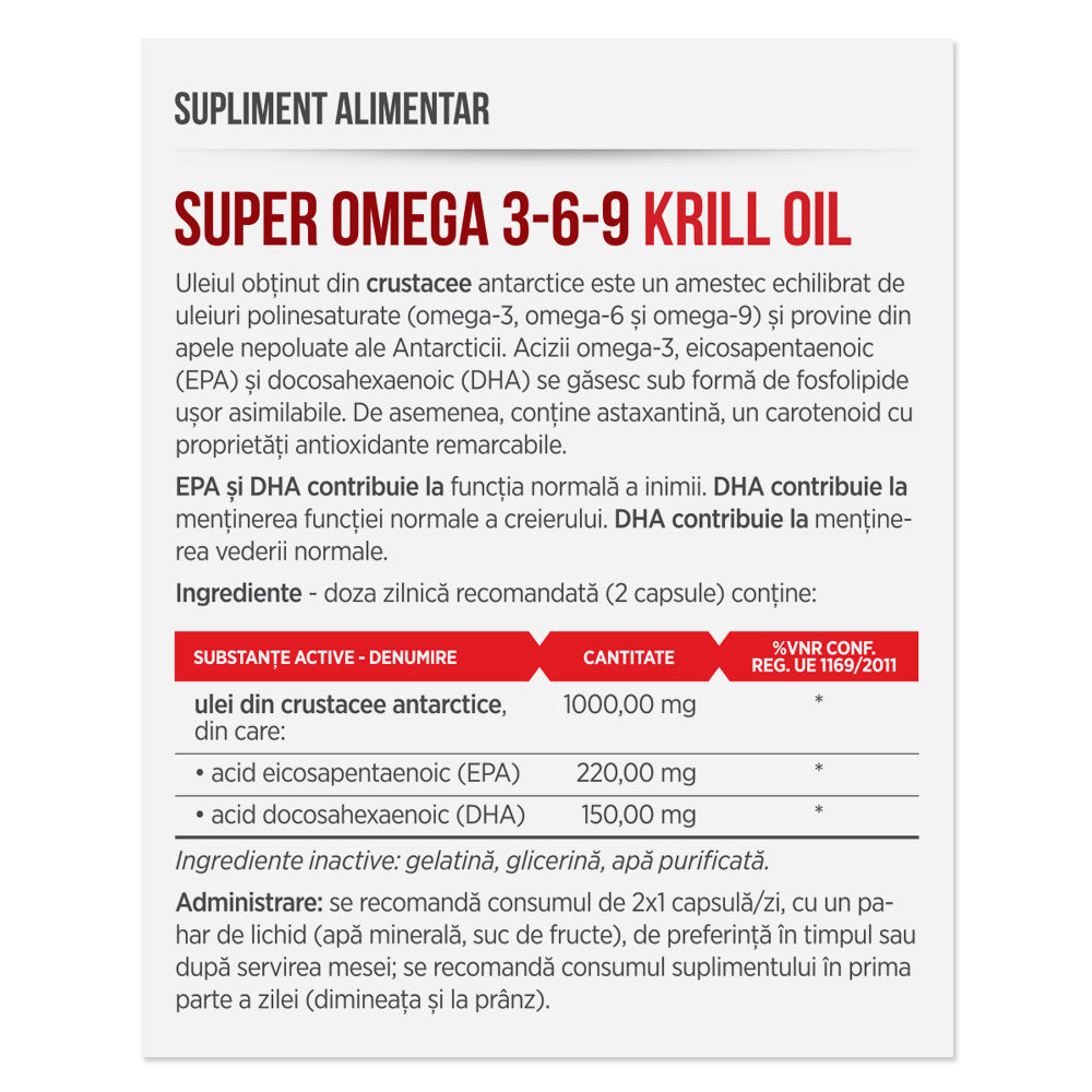 SUPER OMEGA 3-6-9 KRILL OIL, 30 capsule