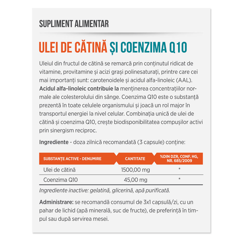 ULEI DE CĂTINĂ ȘI COENZIMA Q10, 30 capsule