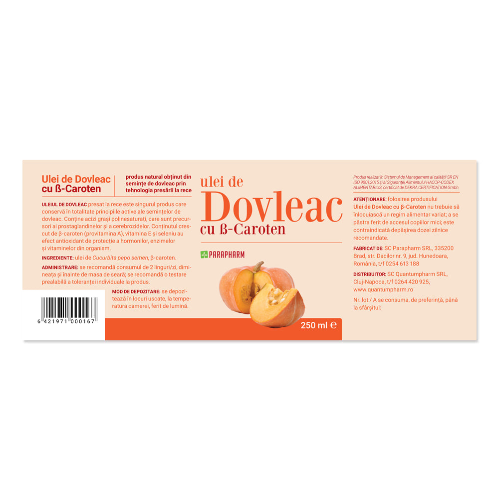 ULEI DE DOVLEAC CU β CAROTEN, 250ml