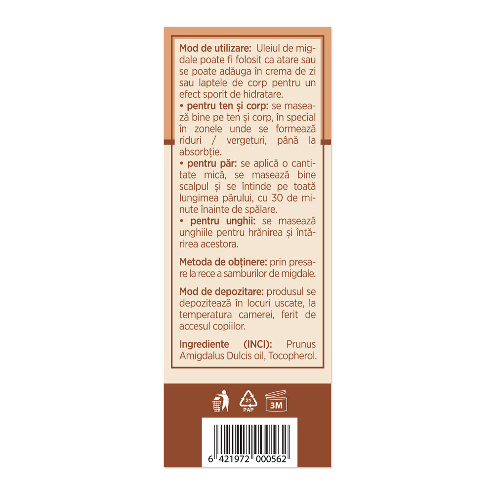 ULEI DE MIGDALE DULCI, 30ml
