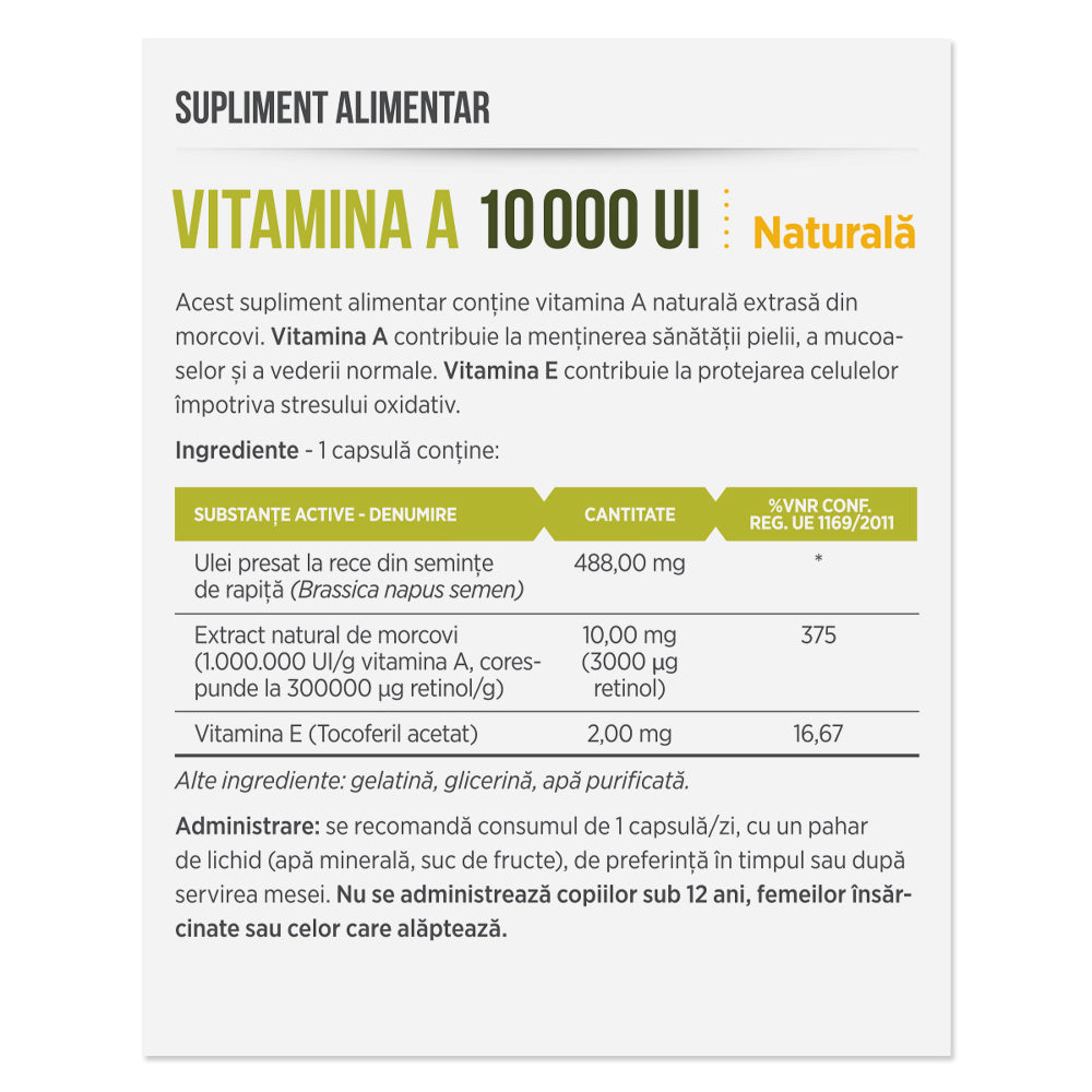 VITAMINA A 10000 UI, 30 capsule