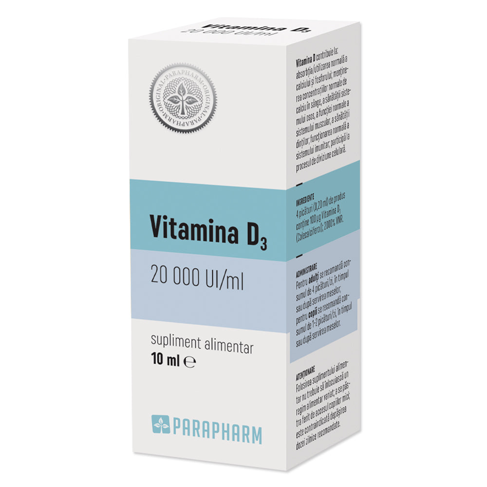 VITAMINA D3 20000 UI PICĂTURI, 10ml