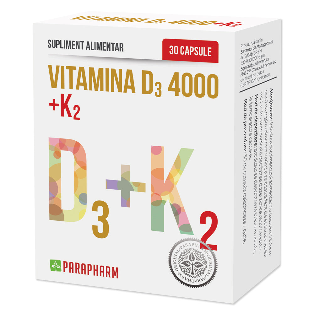 VITAMINA D3 4000 + K2, 30 capsule