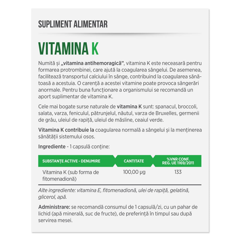 VITAMINA K, 30 capsule